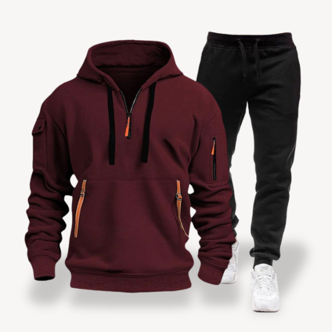 Clara Vienne | Men's Black Tech Fleece Tracksuit – Hoodie & Joggers