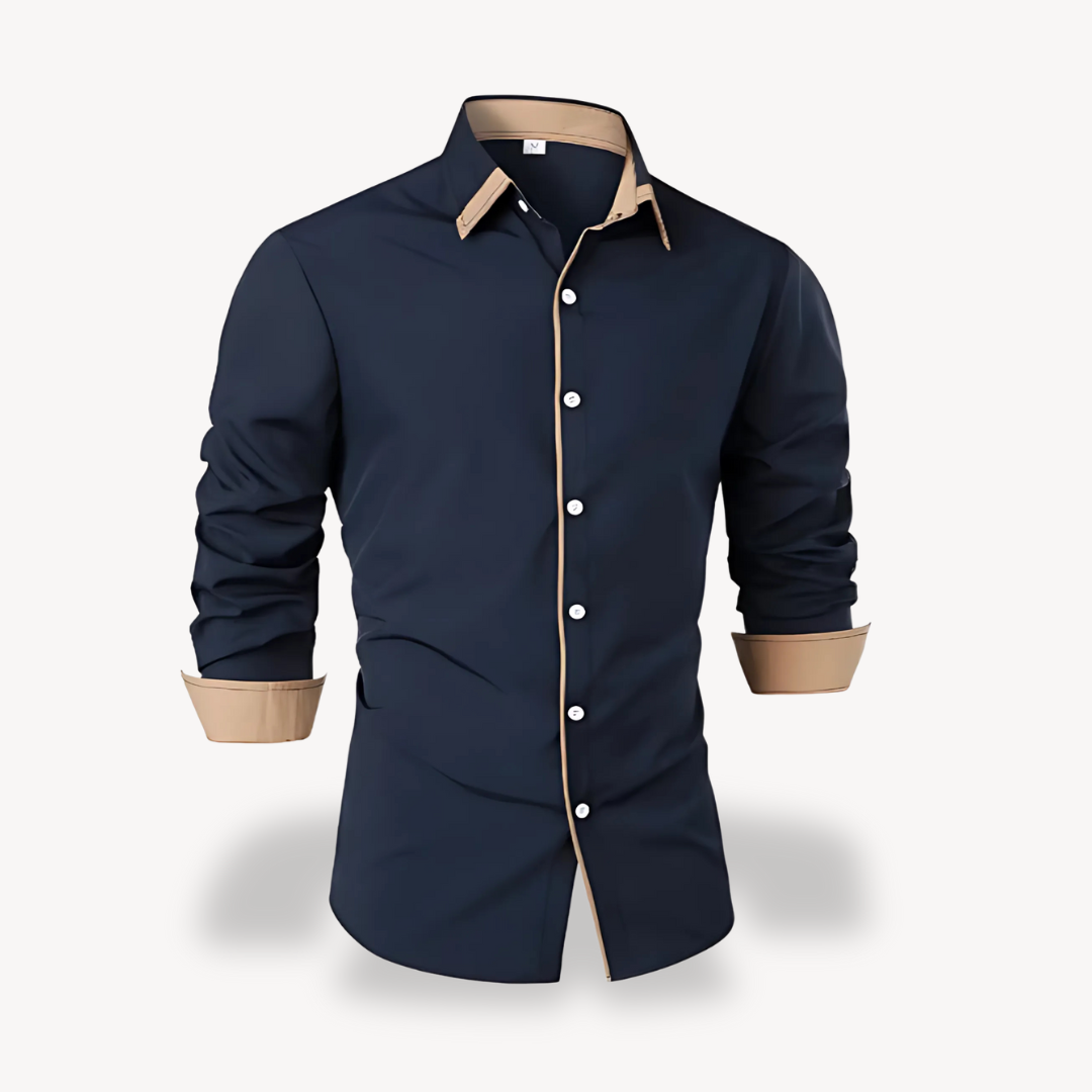 Clara Vienne | Men's Contrast Trim Long Sleeve Dress Shirt
