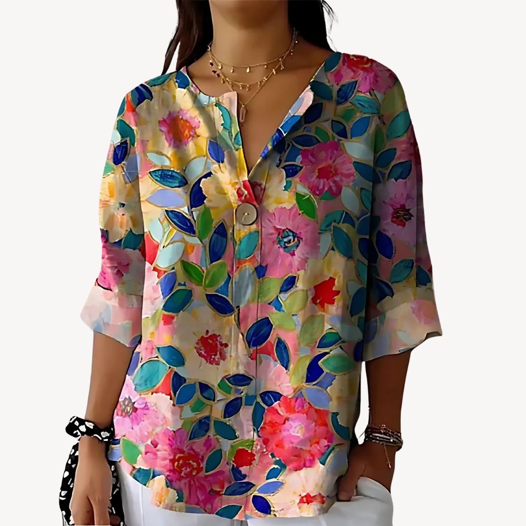 Floral Print 3/4 Sleeve Blouse Women | Clara Vienne
