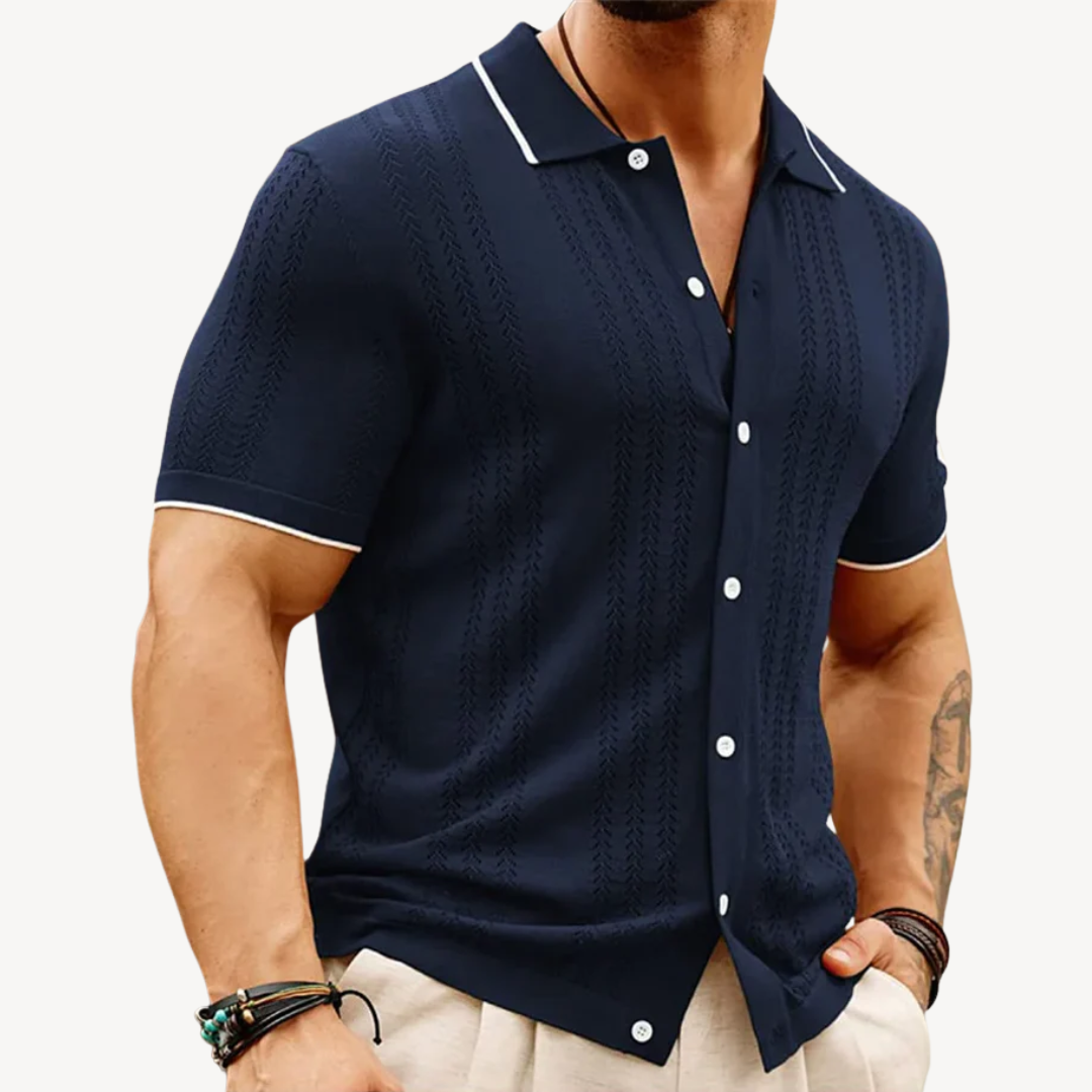 Men's Cable Knit Polo Shirt | Clara Vienne