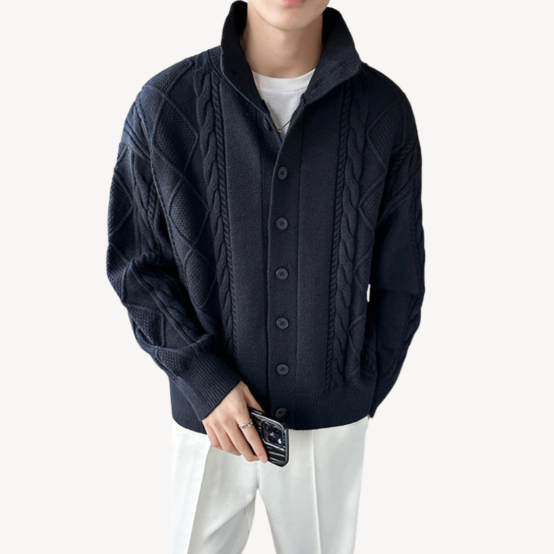 Men's Cable Knit Cardigan Sweater | Clara Vienne