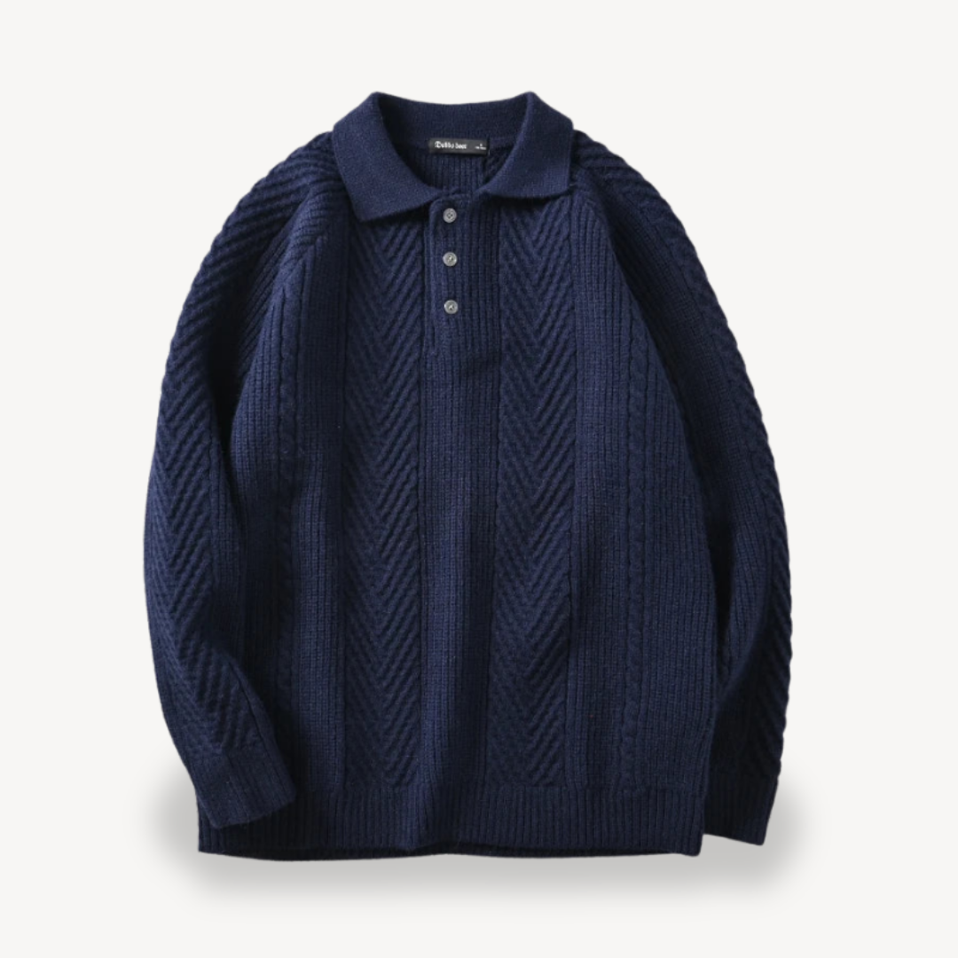 Cable Knit Polo Sweater for Men | Clara Vienne