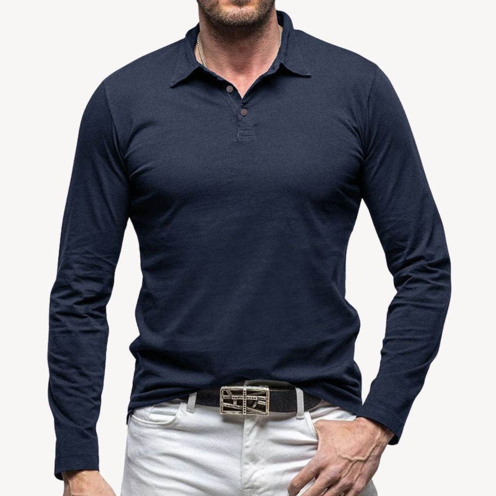 Cotton Long Sleeve Polo Shirt | Clara Vienne
