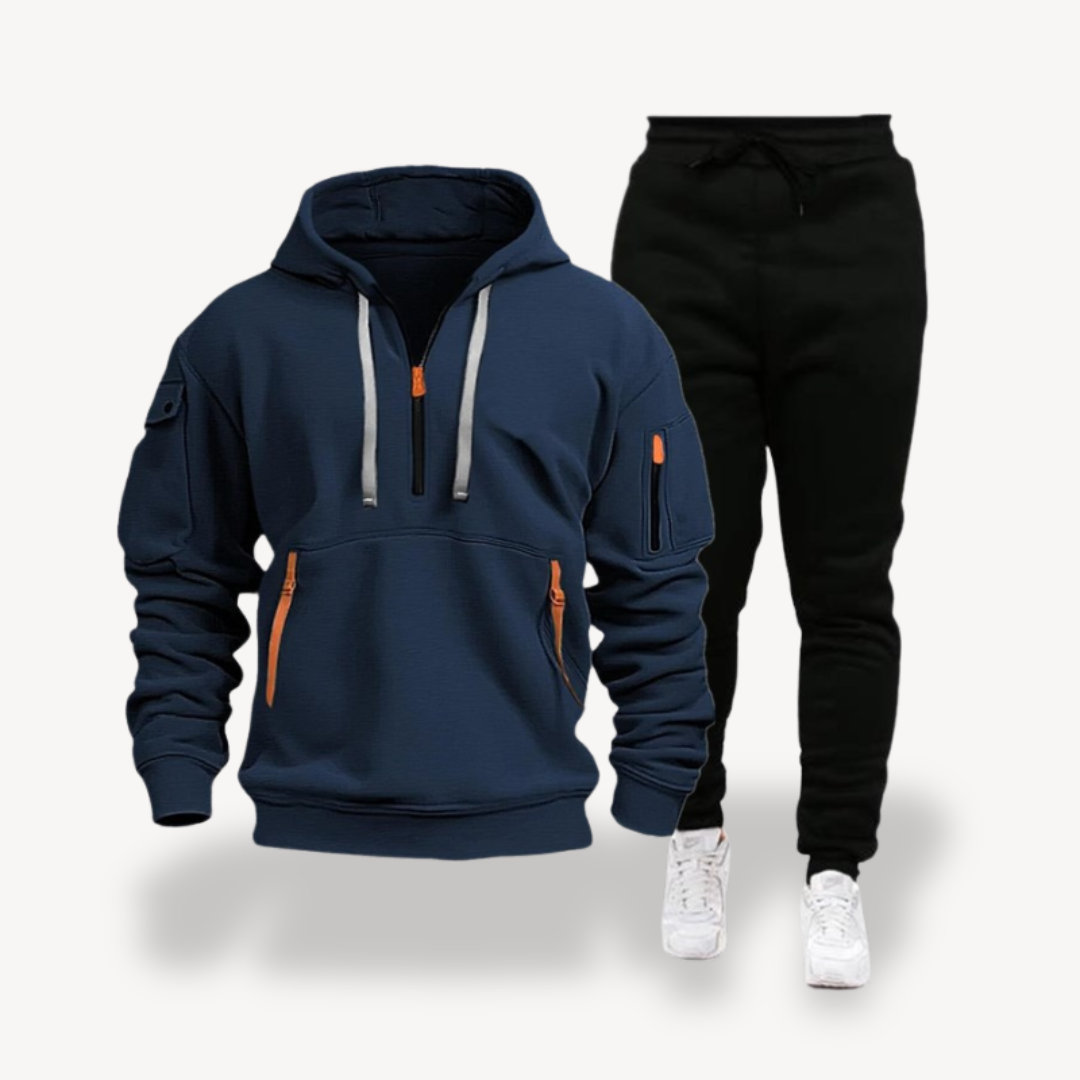 Clara Vienne | Men's Black Tech Fleece Tracksuit – Hoodie & Joggers