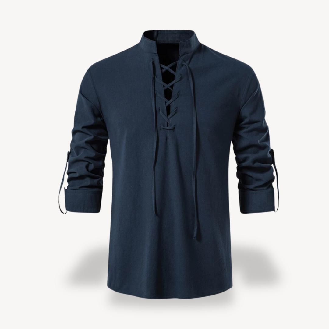 Clara Vienne | Men's Cotton Linen Lace-Up Shirt