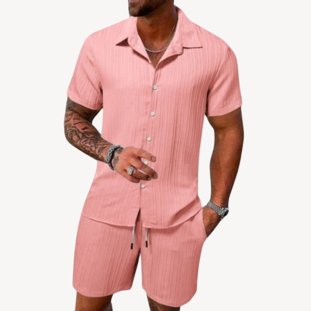 Clara Vienne | Men's Textured Linen Blend Short Set