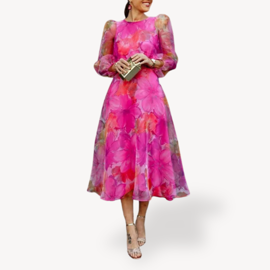 Clara Vienne | Women's Floral Chiffon Midi Dress