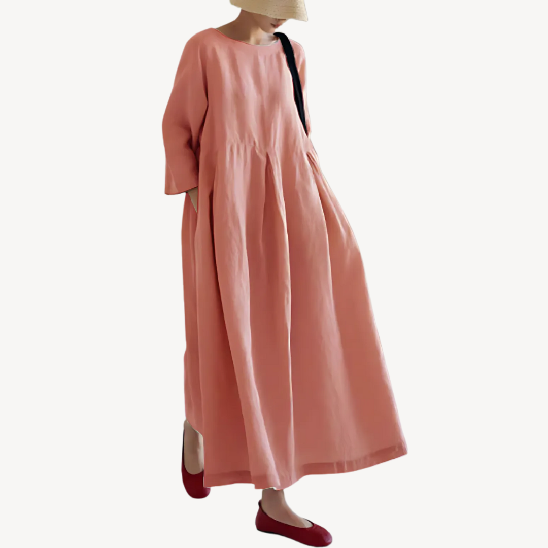Casual Loose Linen Maxi Dress with Pockets | Clara Vienne