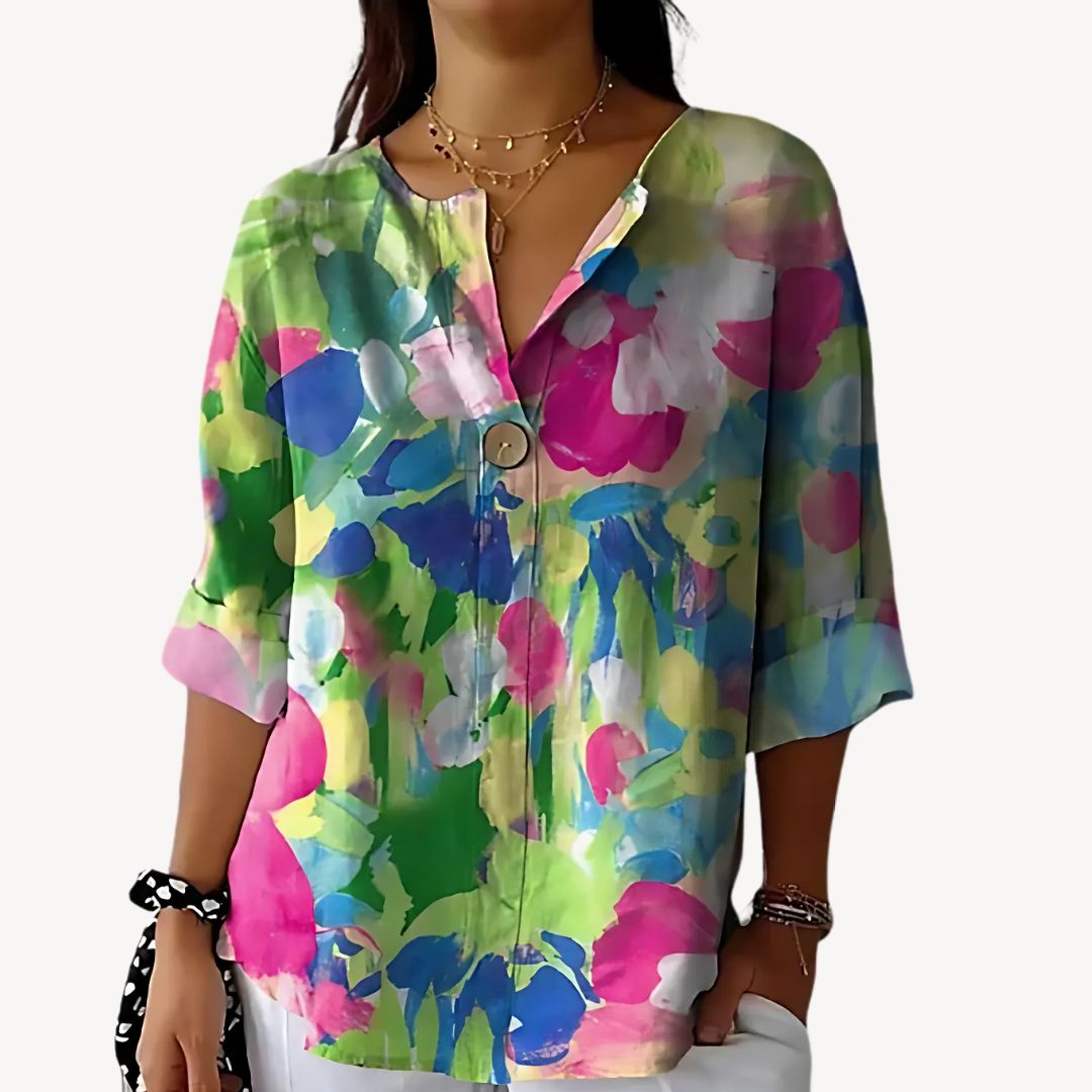 Floral Print 3/4 Sleeve Blouse Women | Clara Vienne