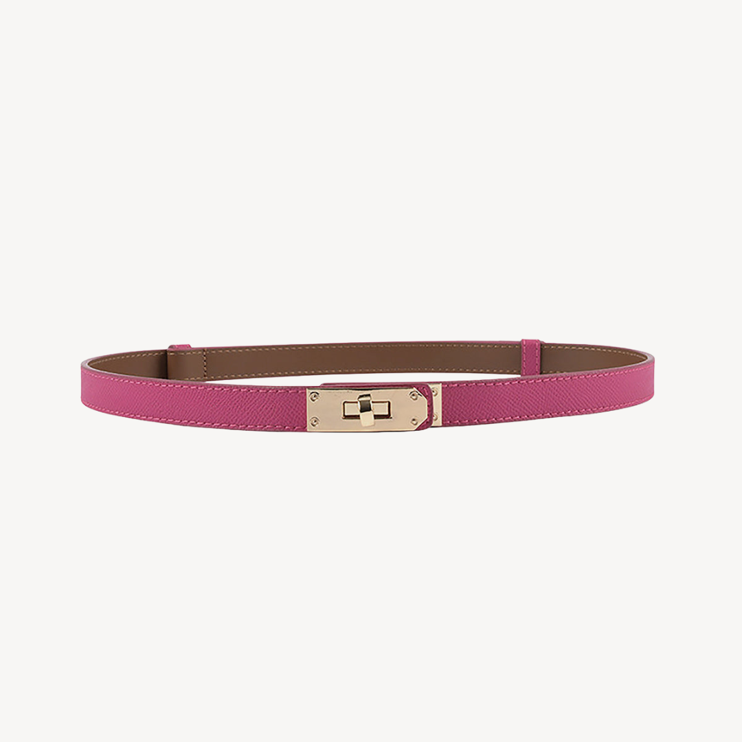 Faux Leather Belt with Gold Buckle for Women | Clara Vienne