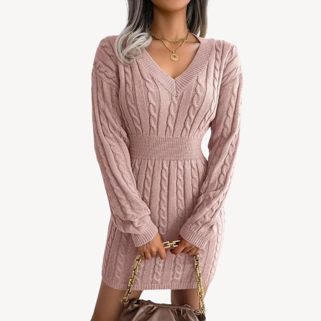 Cable Knit V-Neck Dress | Clara Vienne