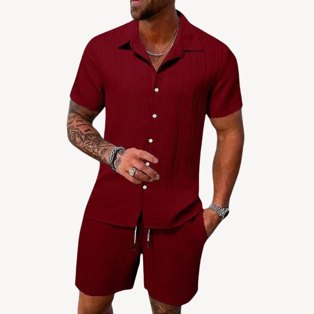 Clara Vienne | Men's Textured Linen Blend Short Set