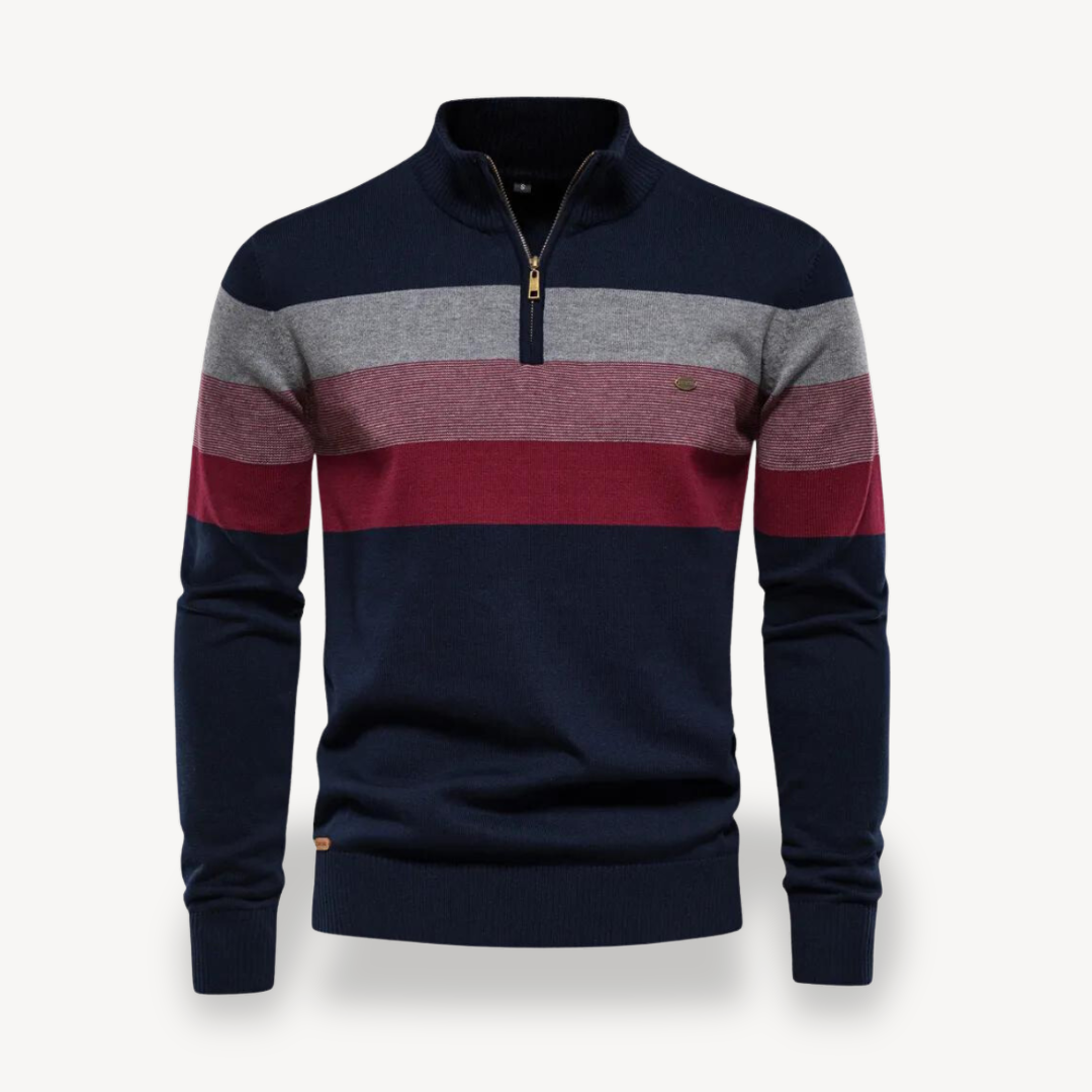 Men's Color Block Quarter Zip Sweater | Clara Vienne