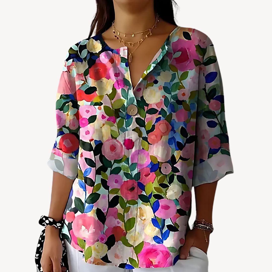 Floral Print 3/4 Sleeve Blouse Women | Clara Vienne