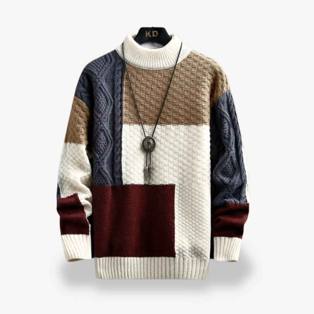 Color-Block Turtleneck Sweater for Men | Clara Vienne