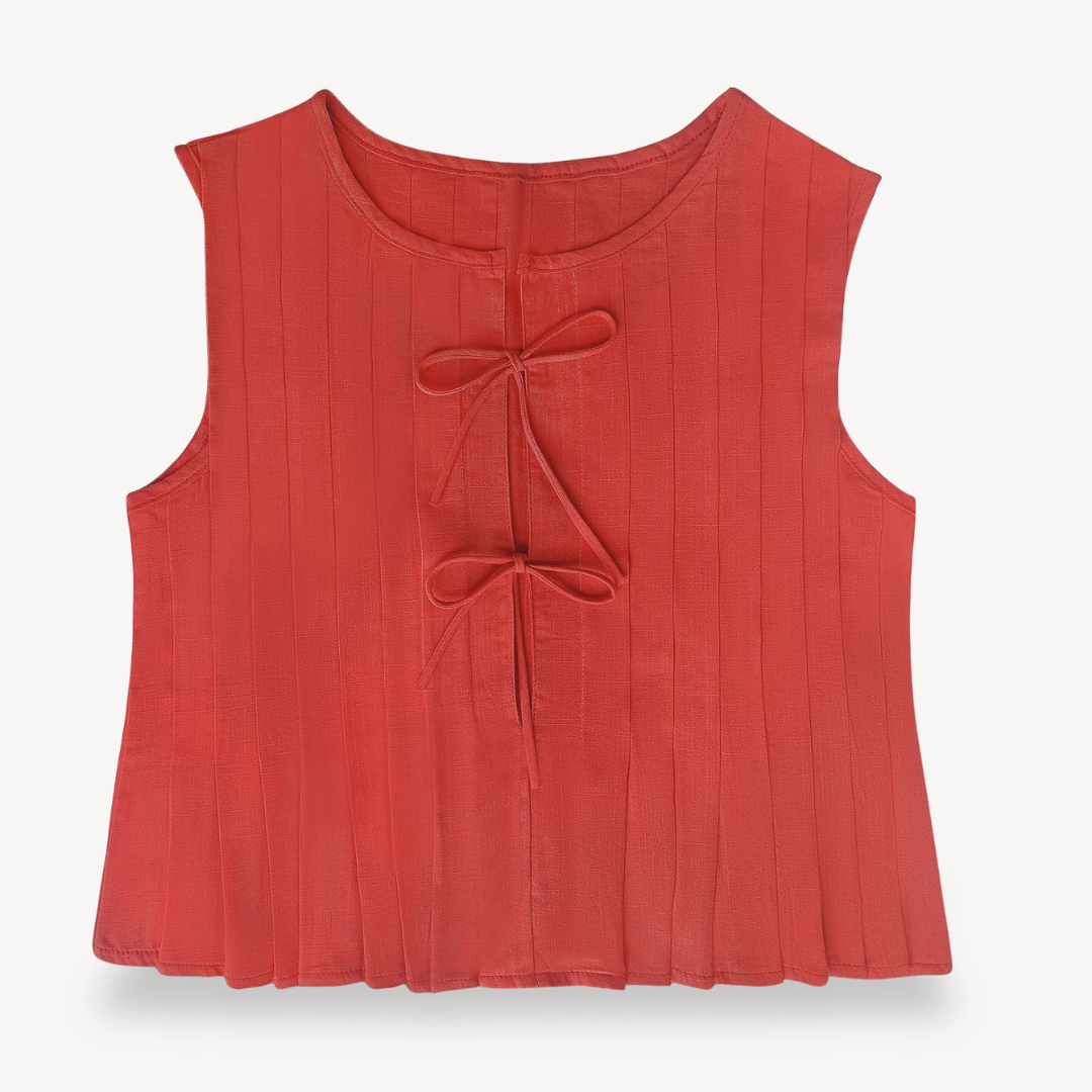 Clara Vienne | Women's Linen Pleated Tie-Front Top