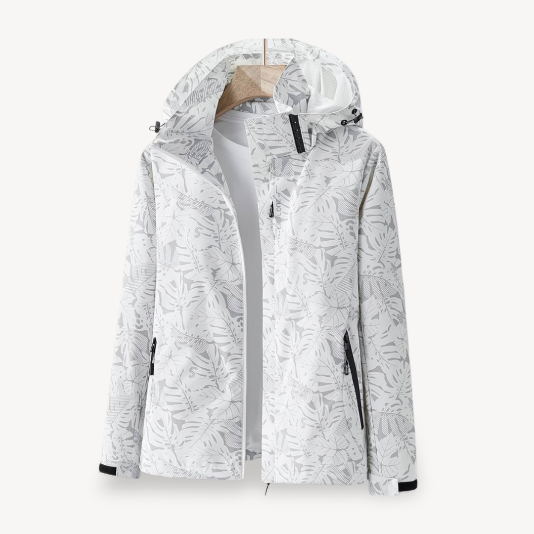 Leaf Print Waterproof Jacket for Women | Clara Vienne