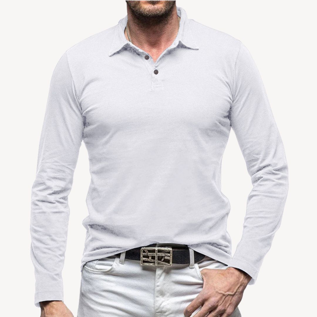 Cotton Long Sleeve Polo Shirt | Clara Vienne