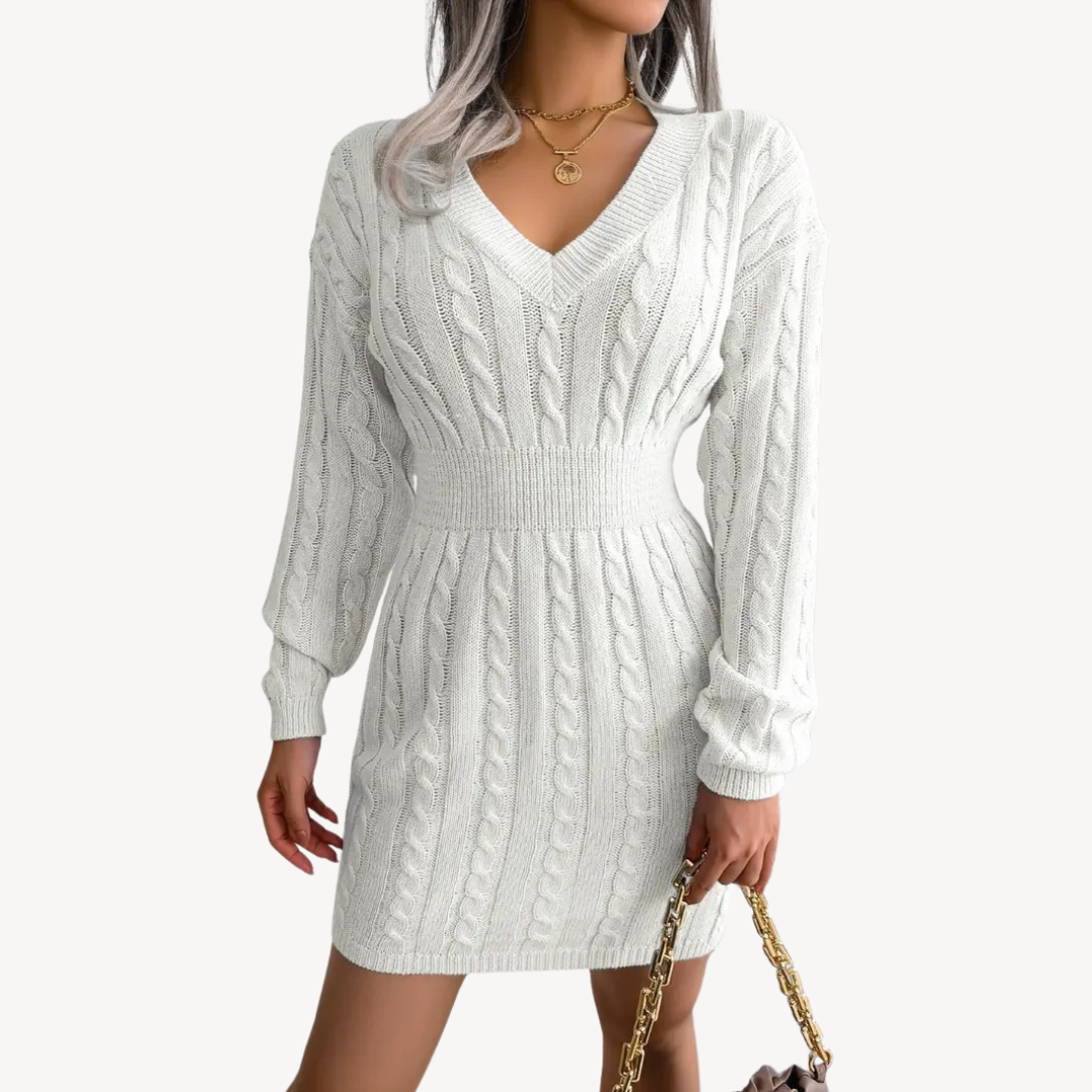 Cable Knit V-Neck Dress | Clara Vienne