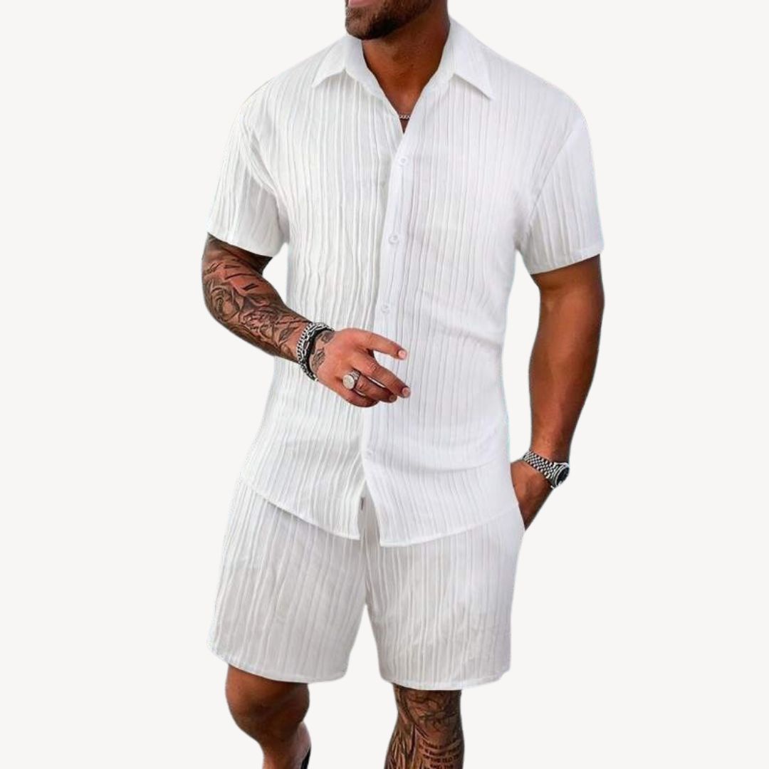Clara Vienne | Men's Textured Linen Blend Short Set