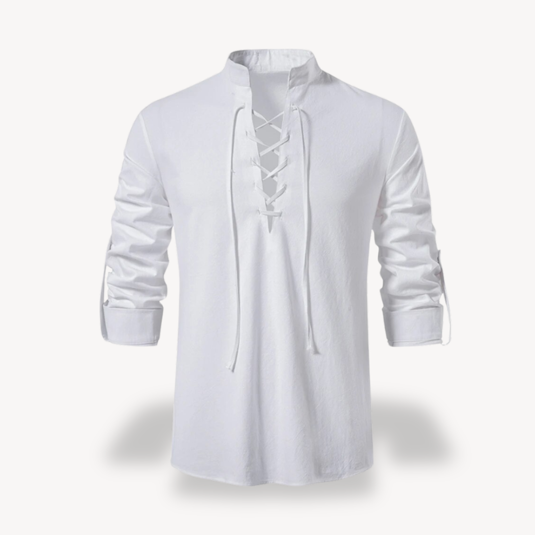 Clara Vienne | Men's Cotton Linen Lace-Up Shirt