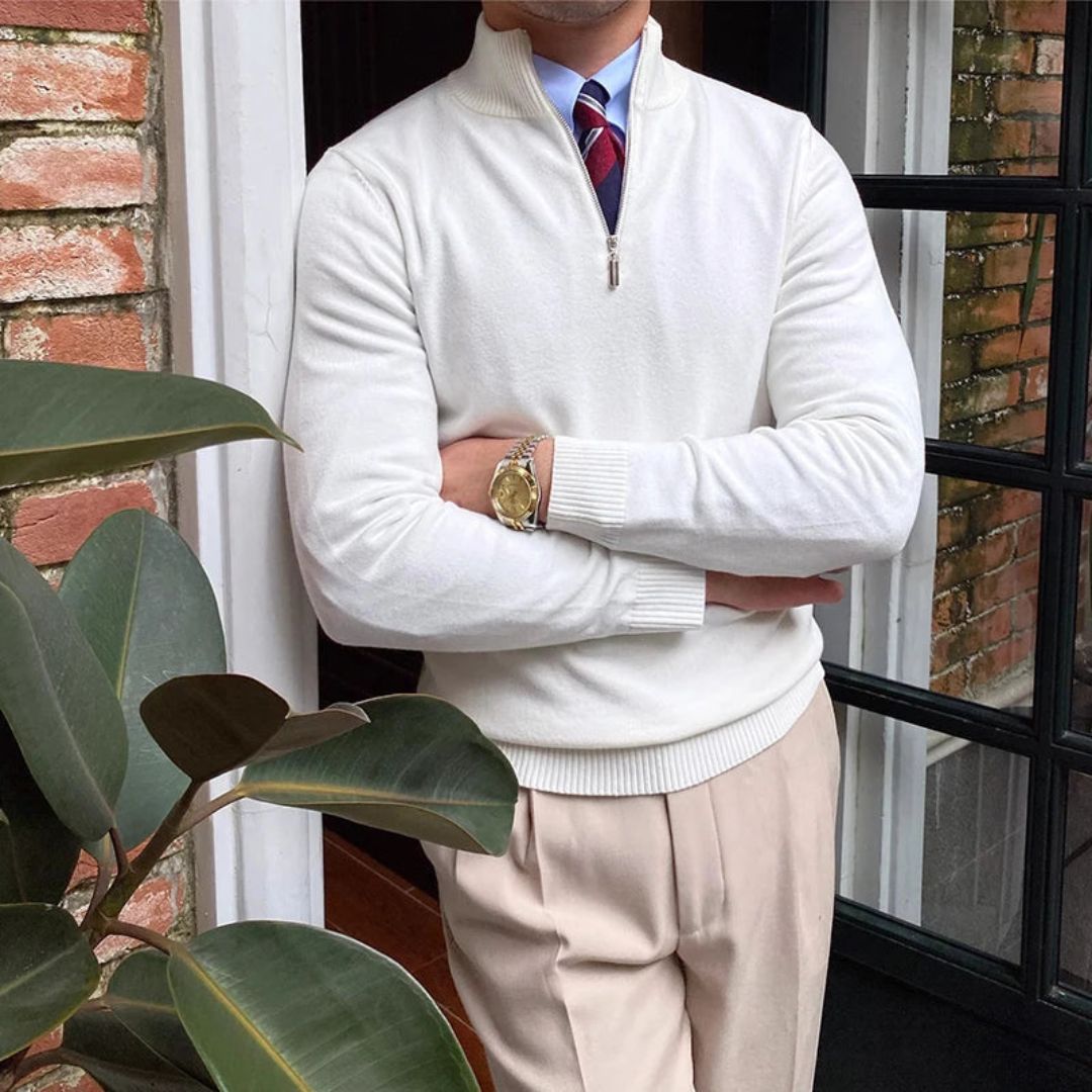 Knit Quarter-Zip Sweater Men | Clara Vienne