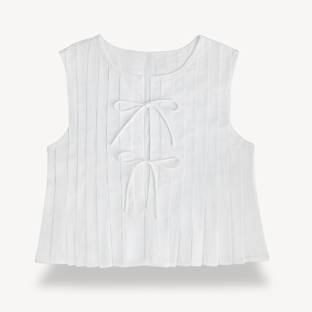 Clara Vienne | Women's Linen Pleated Tie-Front Top