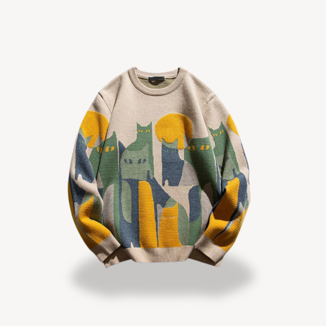 Clara Vienne | Men's Cotton Knitted Cat Sweater