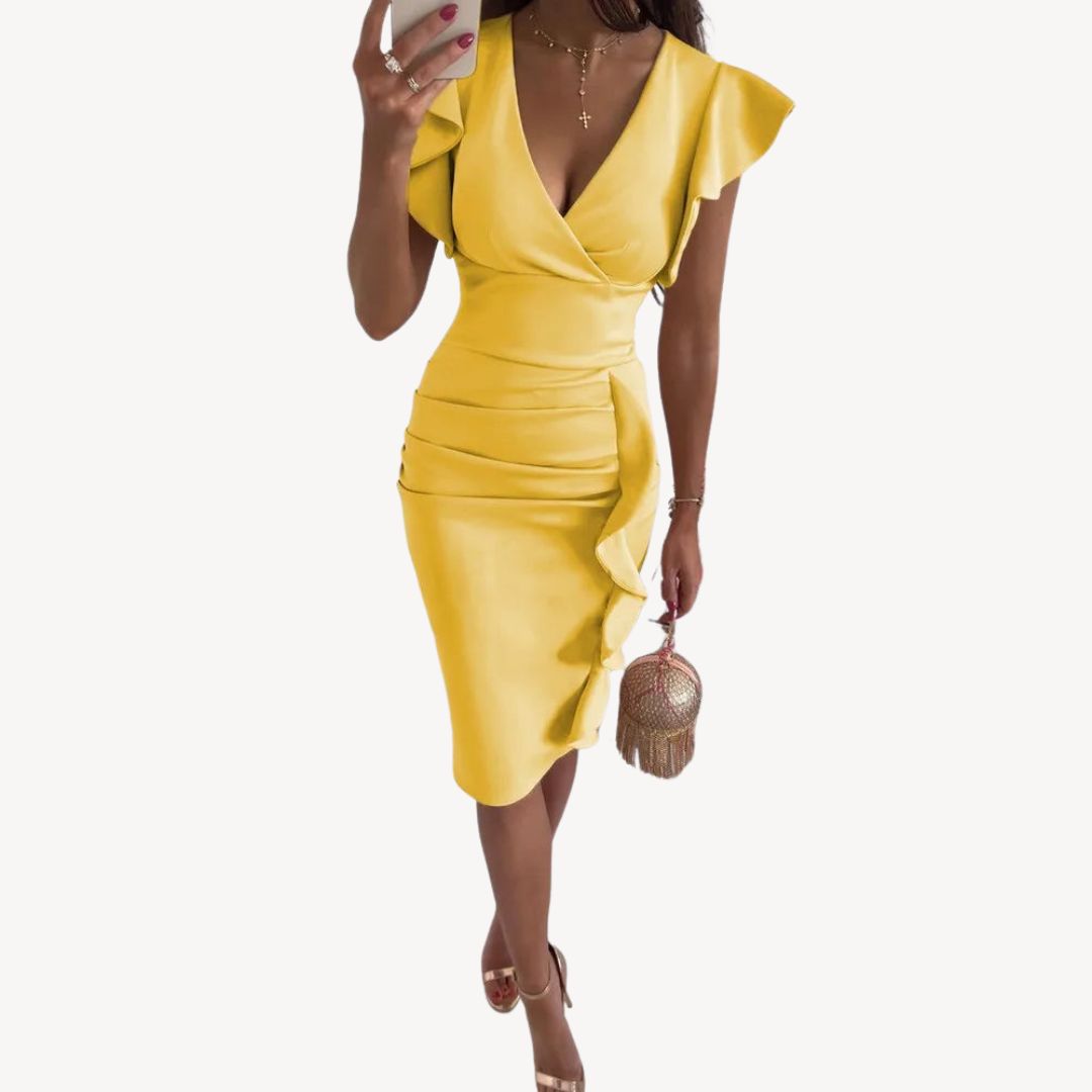 Clara Vienne | Ladies Ruffle Sleeve Bodycon Dress